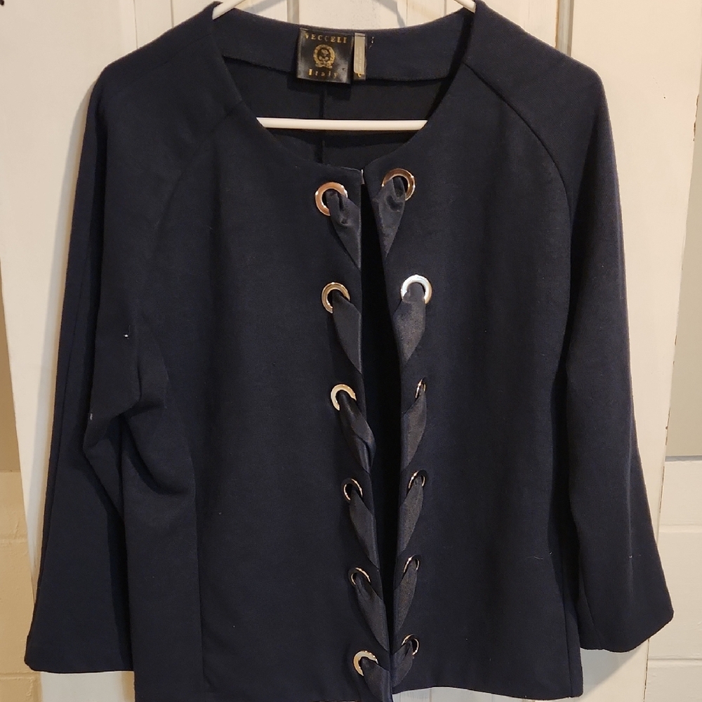 Vecceli Italy Navy Lace-Up Women's Blazer